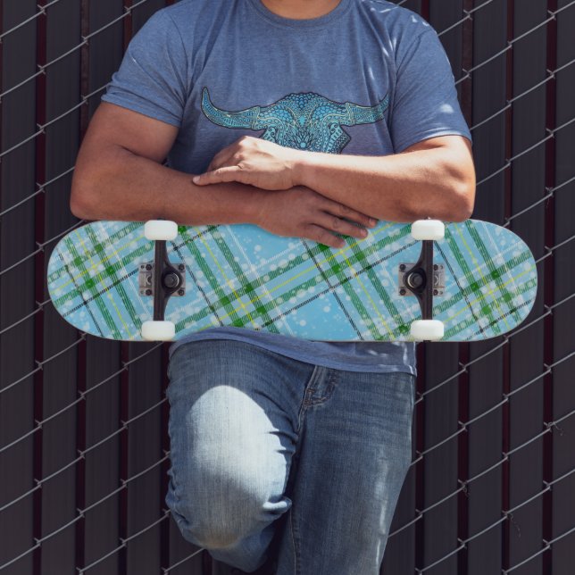 Winter Snow Plaid Tartan Design  Skateboard (Outdoor 3)