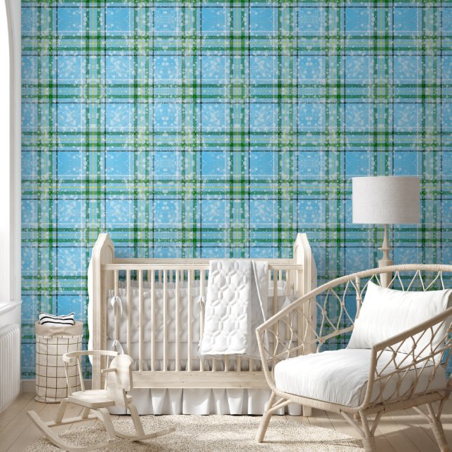 Winter Snow Plaid Tartan Design  Wallpaper (Kids)