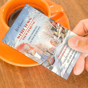 Winter Snow Plowing Business Card Template