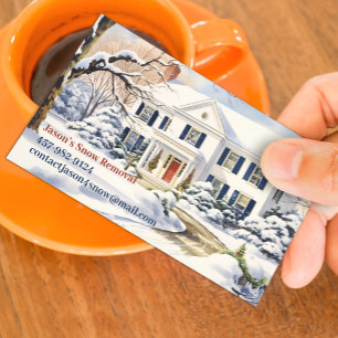 Winter Snow Plowing Business Card Template