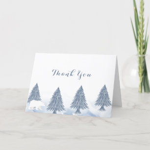 Winter Snow Polar Bear Forest Baby Shower Letterpress Thank You Card