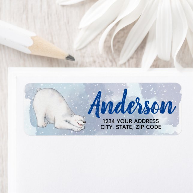 Winter Snow Polar Bear Label (Insitu)