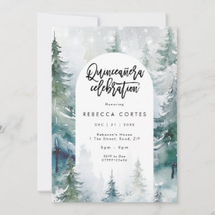 Winter Snow Quinceanera 15th birthday Invitation