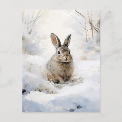 Winter Snow Rabbit Postcard