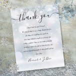 Winter Snow Reception Thank You Place Card<br><div class="desc">An elegant winter snowflakes wedding celebration thank you reception card. Personalized with your special thank you message set in stylish typography. A special keepsake thank you for your guests. Designed by Thisisnotme©</div>