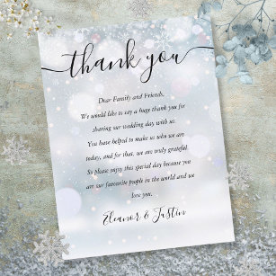 Winter Snow Reception Thank You Place Card