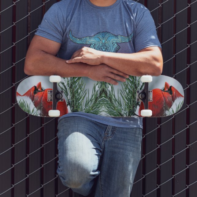 Winter Snow Red Cardinal Bird Christmas Holiday  Skateboard (Outdoor 3)
