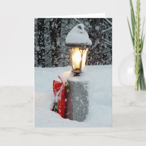 Winter snow scene at Christmas Holiday Card
