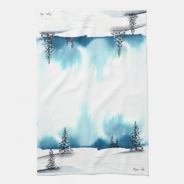 Winter Snow Scene - Kitchen Towel by Cyn Rohrs (Vertical)