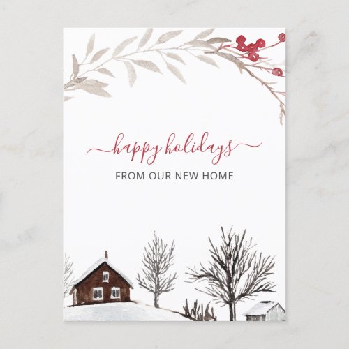 Winter Snow Scene New Home Weve Moved Holiday Card