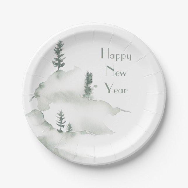 Winter Snow Scene Paper Plates (Front)