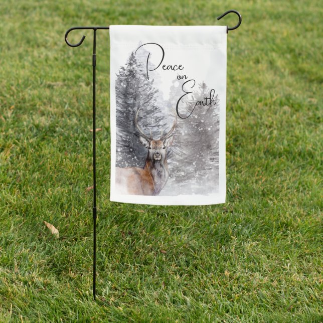 Winter Snow Scene Peace on Earth Rustic Garden Flag (In SItu)