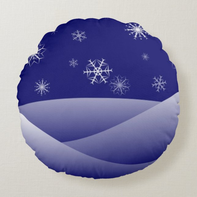 WINTER SNOW SCENE ROUND PILLOW (Front)