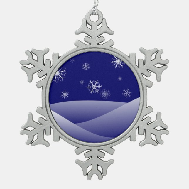 WINTER SNOW SCENE SNOWFLAKE PEWTER CHRISTMAS ORNAMENT (Front)