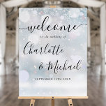 Winter Snow Signature Script Wedding Welcome Sign<br><div class="desc">Featuring signature style names,  this elegant bwinter snowflakes welcome sign can be personalized with your information in chic lettering. Designed by Thisisnotme©</div>