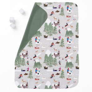 Winter Snow Skiing Mountain Ski Slopes Landscape Baby Blanket
