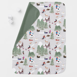 Winter Snow Skiing Mountain Ski Slopes Landscape Baby Blanket