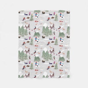 Winter Snow Skiing Mountain Ski Slopes Landscape Fleece Blanket