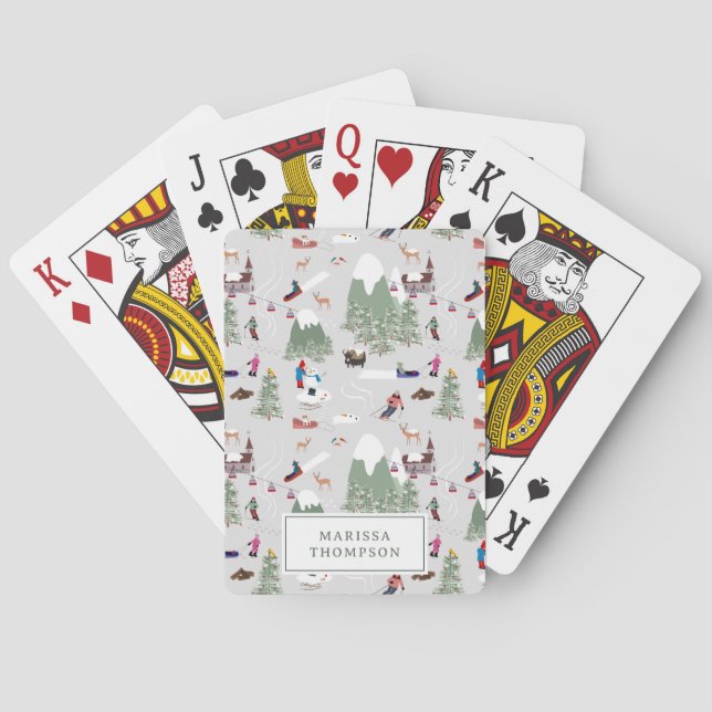 Winter Snow Skiing Mountain Ski Slopes Landscape Poker Cards (Back)