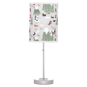 Winter Snow Skiing Mountain Ski Slopes Landscape Table Lamp