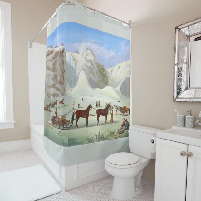 Winter Snow Sleds Sleighs Horses Shower Curtain (In Situ)