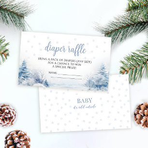 Winter snow snowflake baby shower diaper raffle  enclosure card