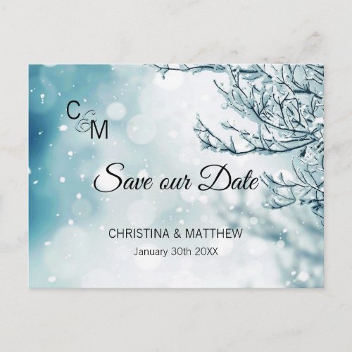 Winter Snow Snowflakes Wedding SAVE OUR DATE Announcement Postcard