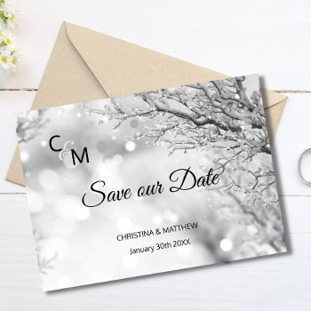 Winter Snow Snowflakes Wedding Save Our Date Announcement Postcard by UniqueWeddingShop at Zazzle
