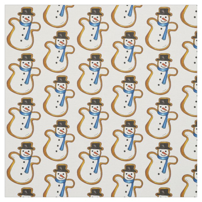 Winter Snow Snowmen Snowman Sugar Cookie Fabric (Swatch)