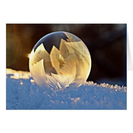 Winter Snow Soap Bubble with Leaves Inside Cards (Front Horizontal)