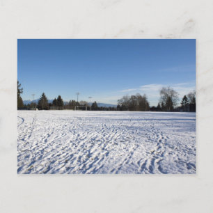 winter snow soccer field postcard