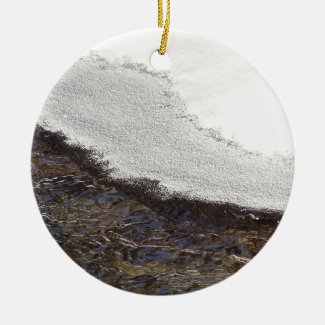 Winter Snow Stream Stripes Ceramic Ornament (Front)