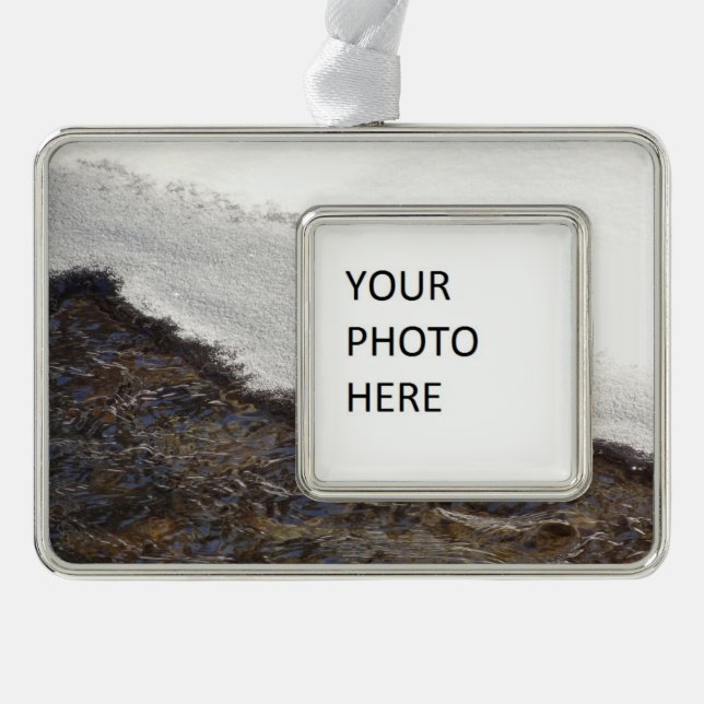 Winter Snow Stream Stripes Christmas Ornament (Front)