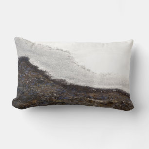 Winter Snow Stream Stripes Lumbar Pillow