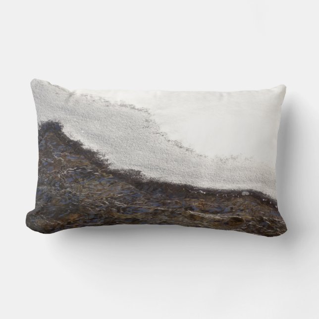 Winter Snow Stream Stripes Lumbar Pillow (Front)
