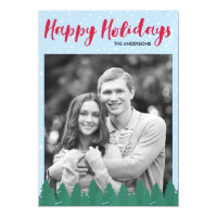 Winter Snow Trees Blue Happy Holidays Photo Magnetic Card