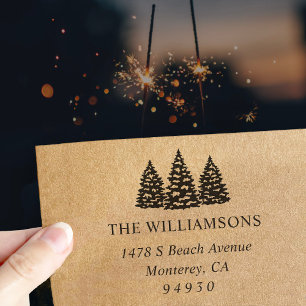 Winter Snow Trees Envelopes Return Self-inking Stamp