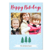 Winter Snow Trees Happy Holidays Vertical Photo Card