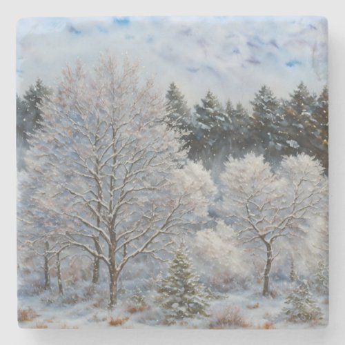 Winter Snow Trees Nature Holiday Art Coaster