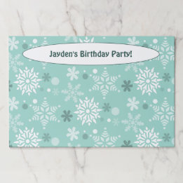 Winter Snow Turquoise Paper Placemat