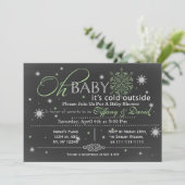 Winter Snow unisex Couple's Baby shower Invitation (Standing Front)