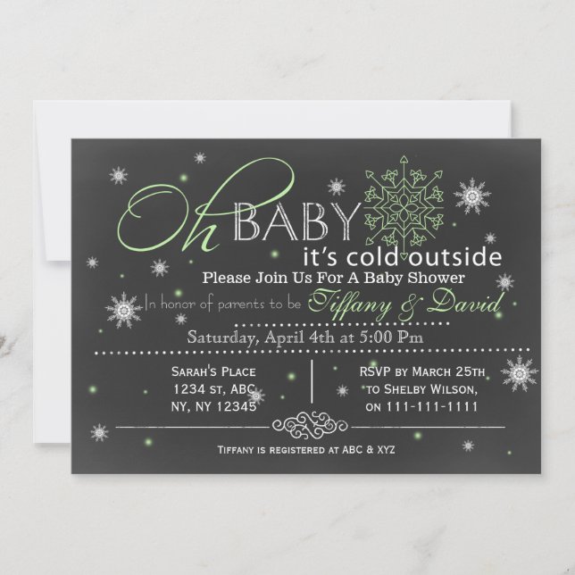 Winter Snow unisex Couple's Baby shower Invitation (Front)