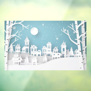 Winter Snow Urban Countryside Landscape Village Window Cling