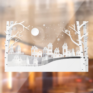 Winter Snow Urban Countryside Landscape Village Window Cling