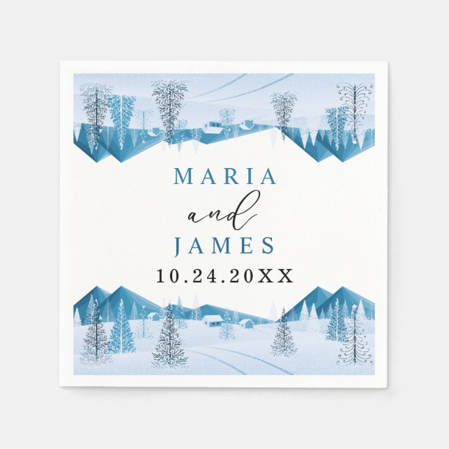Winter Snow Wedding Napkins (Front)
