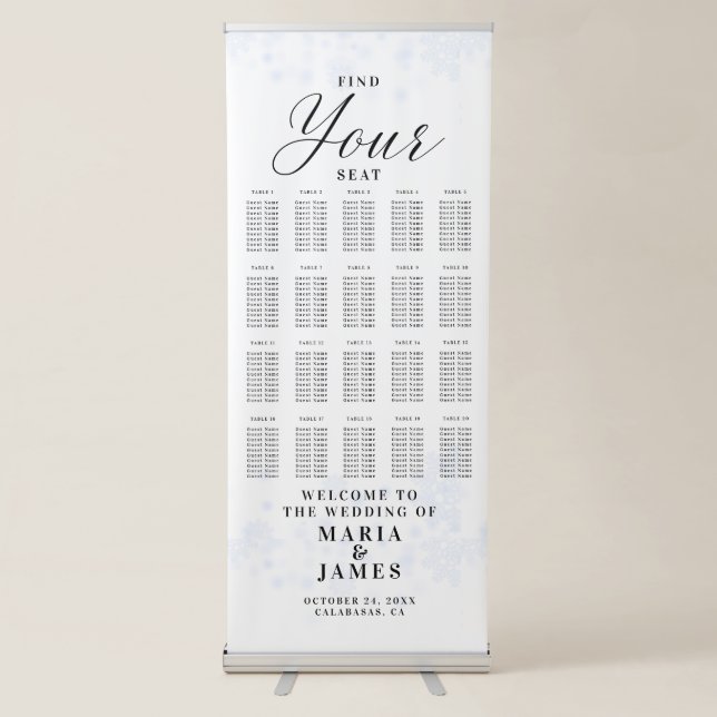 Winter Snow Wedding Vertical Retractable Banner (Front)