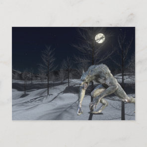 Winter Snow Werewolf Scary Halloween Postcard