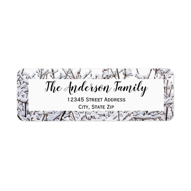 Winter Snow White Background -Return Address Label (Front)