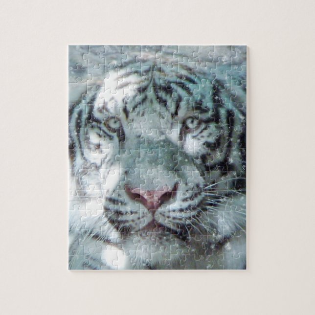 Winter Snow White Tiger Jigsaw Puzzle (Vertical)