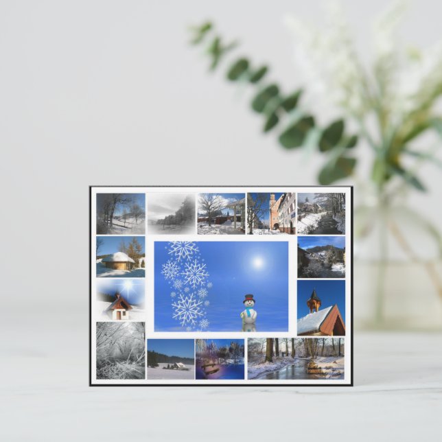 winter snow winter dream snowy white collage postcard (Standing Front)